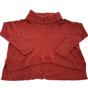 Rachel Rachel Roy Sweater Womens Medium Red‎ Orange Cowl Neck Wool Blend Cozy